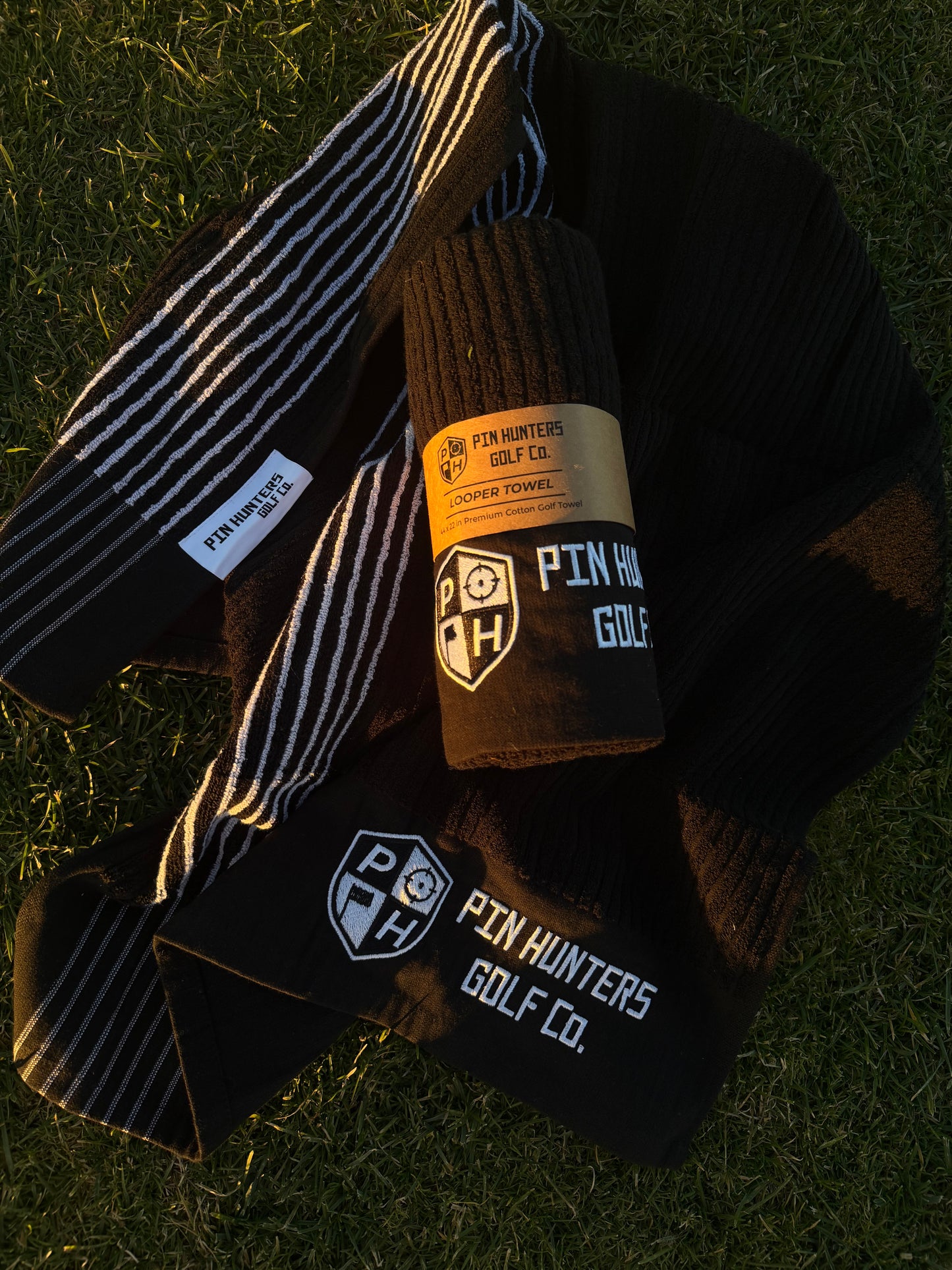 Black Cotton Looper Golf Towel