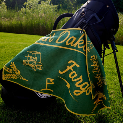 North Dakota Green and Gold Golf Towel